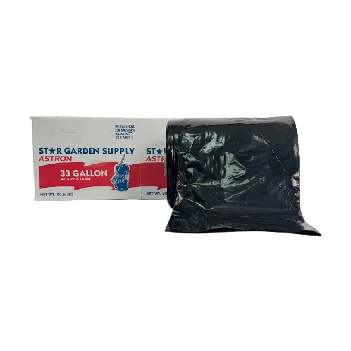 Astron AR-200 33-gallon Black Plastic Bags — 200/case