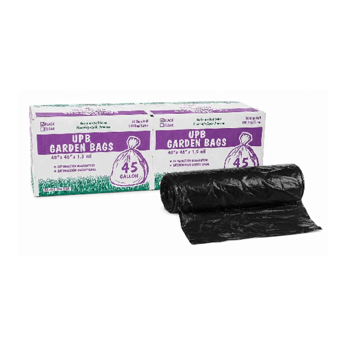 UPB AR-45 45-gallon Black Garden Bags — 100/case
